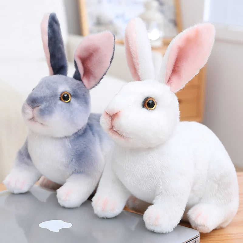 Realistic Rabbit Plush Doll - Cute Furry Bunny Toy for Home Decoration