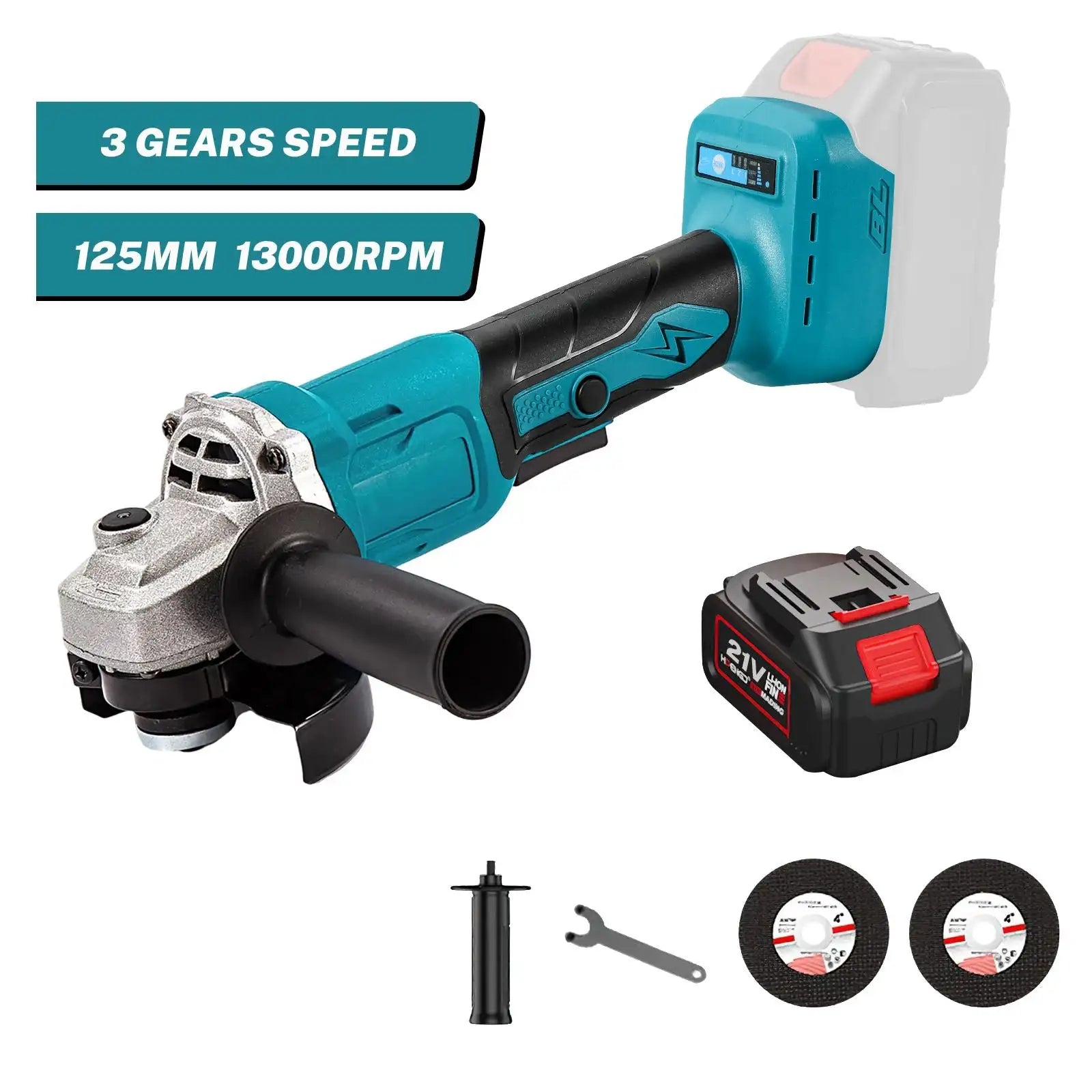 1000W Brushless 125mm Angle Grinder 3 Speeds For Makita 18V With 1XBattery / Poland