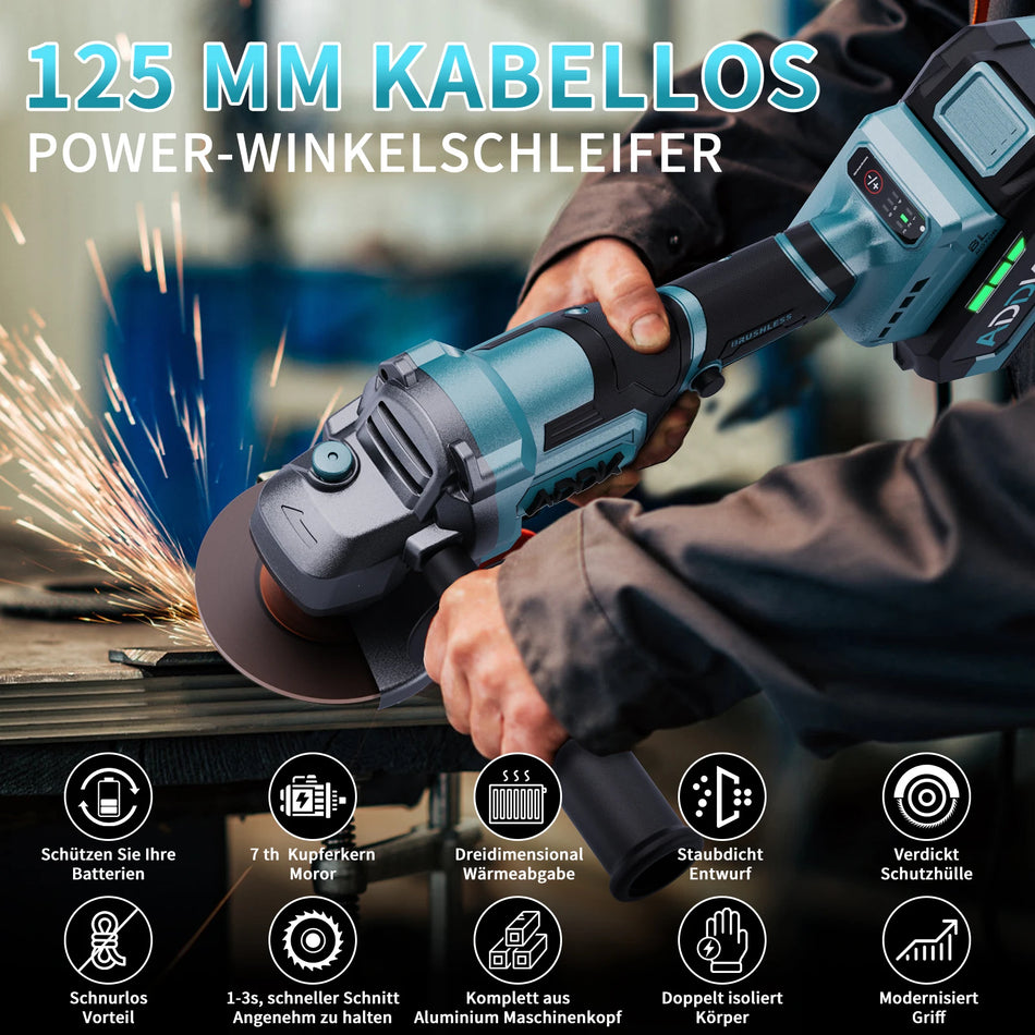 Urban Luxe 125mm Brezkrtačni Kotni Brušenje 9000 RPM 21V 4Ah