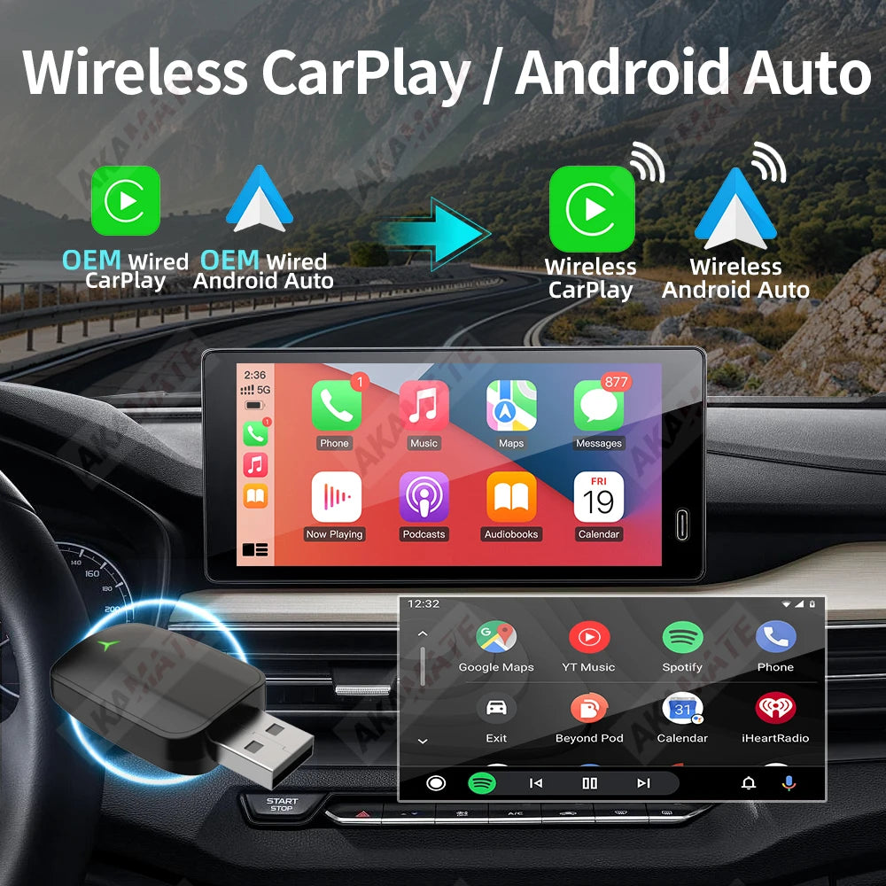 2in1 Wireless CarPlay Android Auto Adapter &ndash; Wireless Key