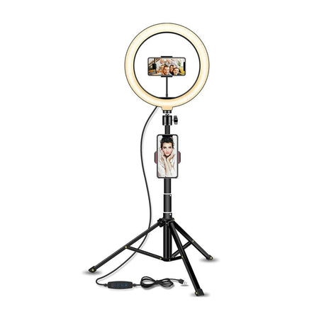 LED Ring Light 25cm With Dual Tripod &ndash; Bluetooth Remote Default Title