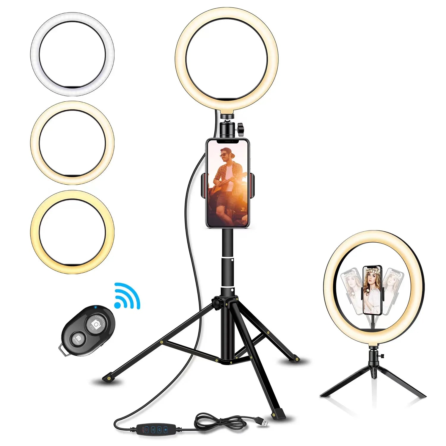 LED Ring Light 25cm With Dual Tripod &ndash; Bluetooth Remote