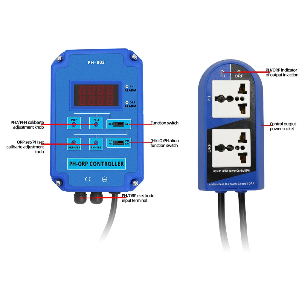 PH-803 2 In 1 PH ORP Controller Monitor &ndash; Digital Redox