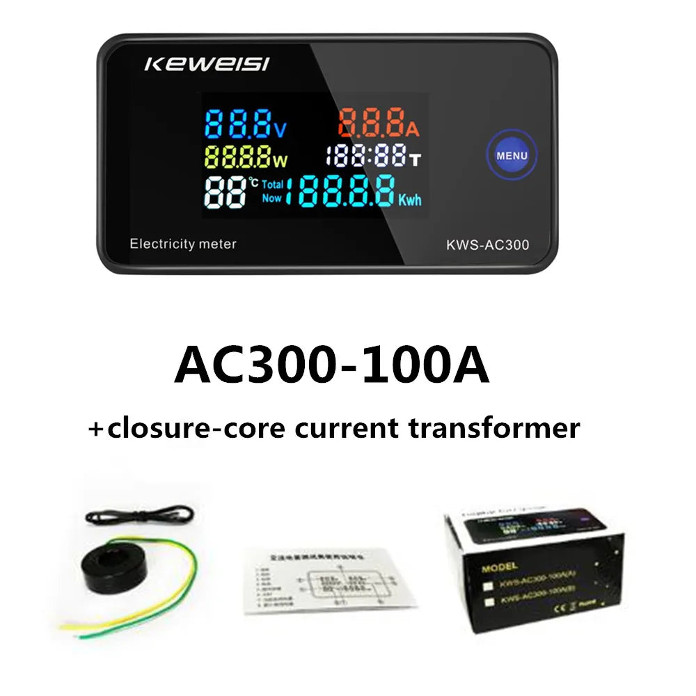 KWS-AC300 &ndash; Digital Voltmeter With 50-300V Range 0-100A AC300-100A-Closure