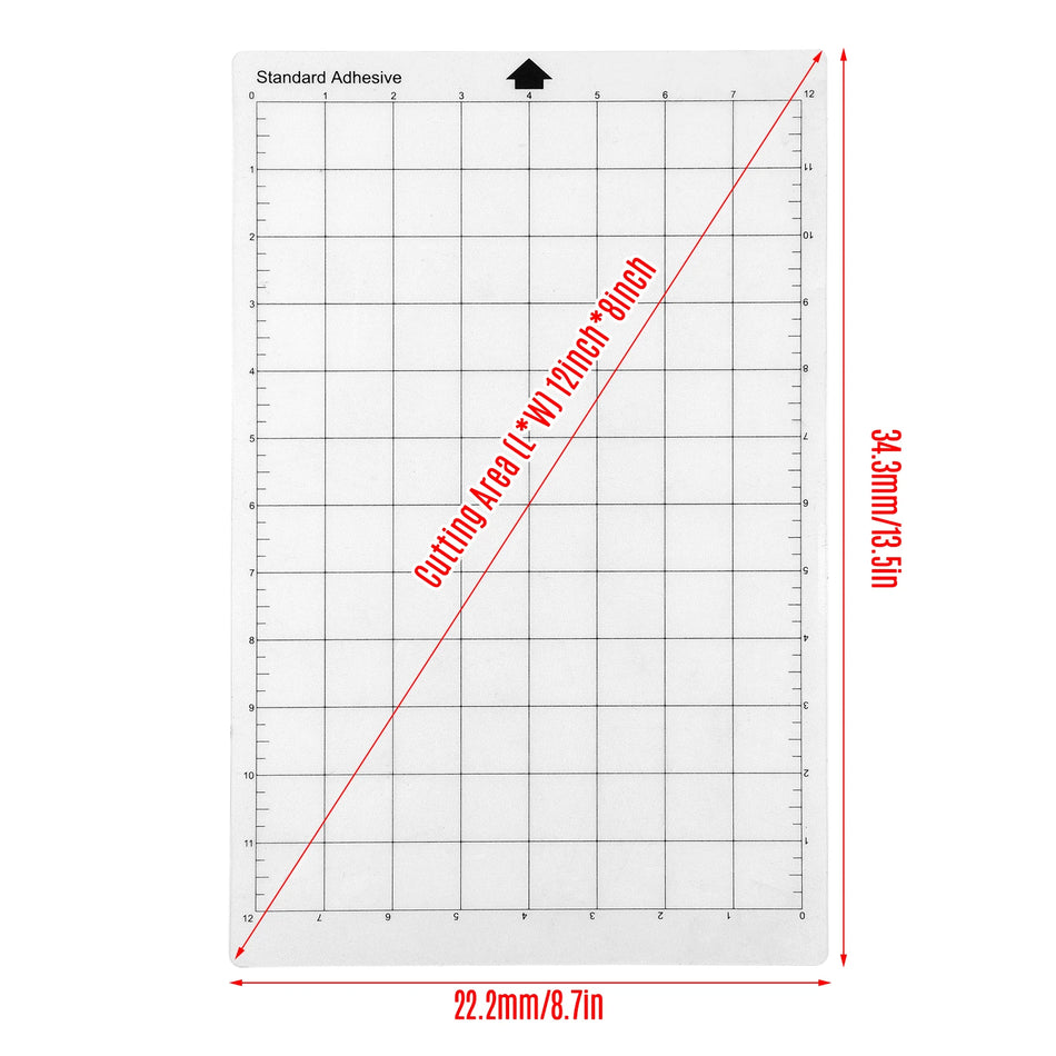 Korvaava 8x12 tuuman läpinäkyvä liimattava leikkuualusta Cricutille ja Cameolle