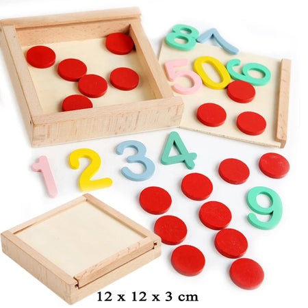 Counting Box Math Montessori Toys - Wooden Math Counters