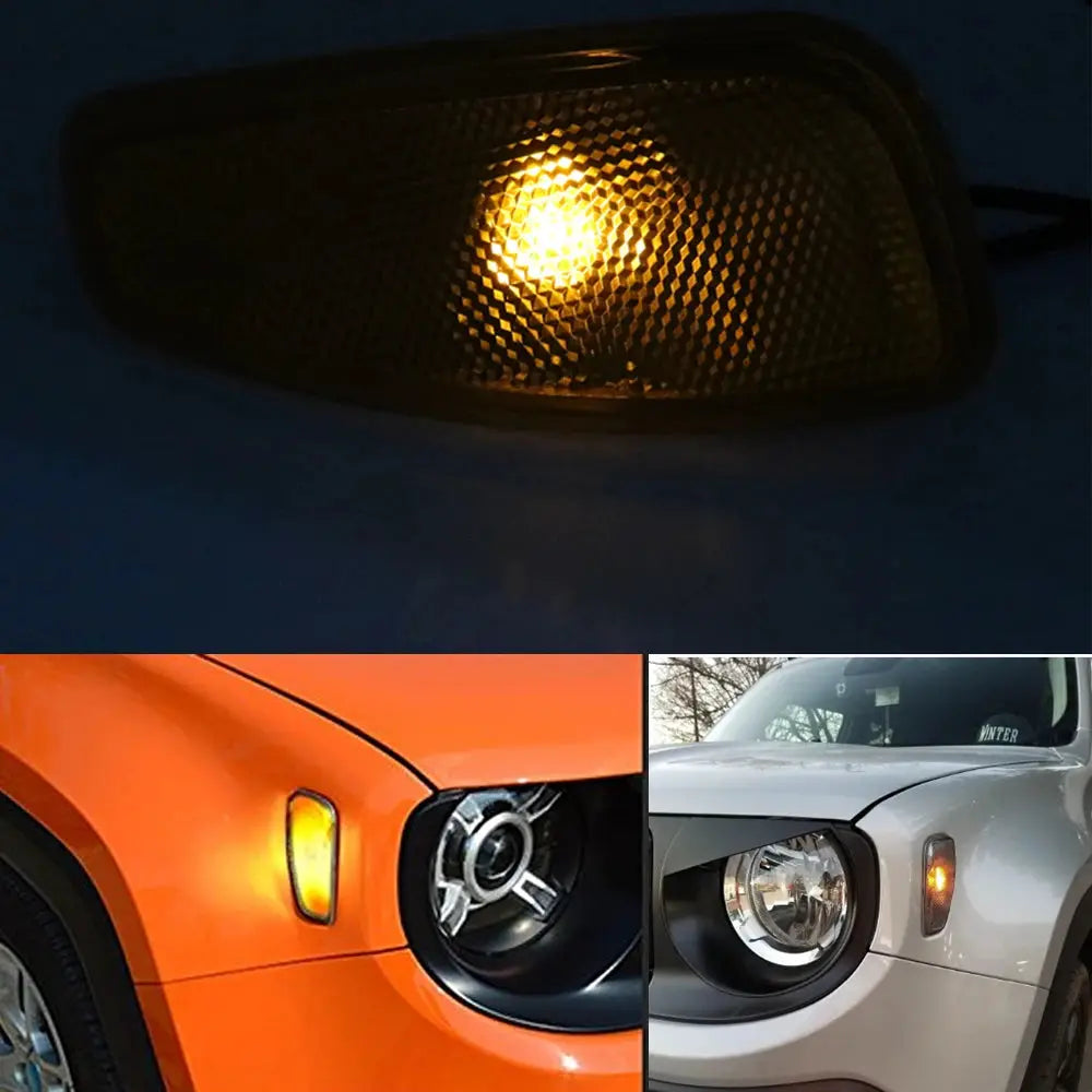 For Jeep Renegade 2014-2019 Accessories Front Turn Side Signals Lights Reflection Warning Turn Signal with t10 led orange bulb by InterCyprus Trading Ltd