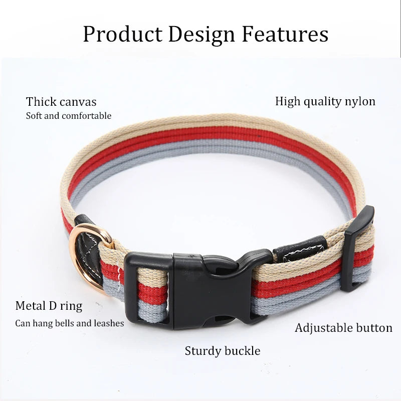 🟠 Thick Canvas Pet Dog Leash Collar Adjustable Dog Collar and Leash Set Dog Tracking Leash Collar Small Medium Large Dog Collars
