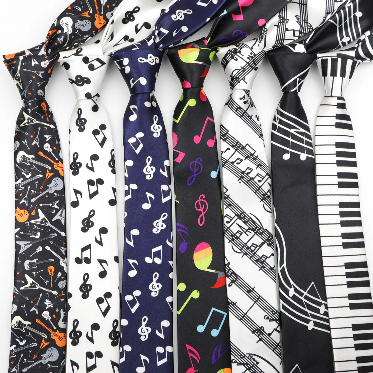 Colourful Musical Notes Skinny Tie for Men