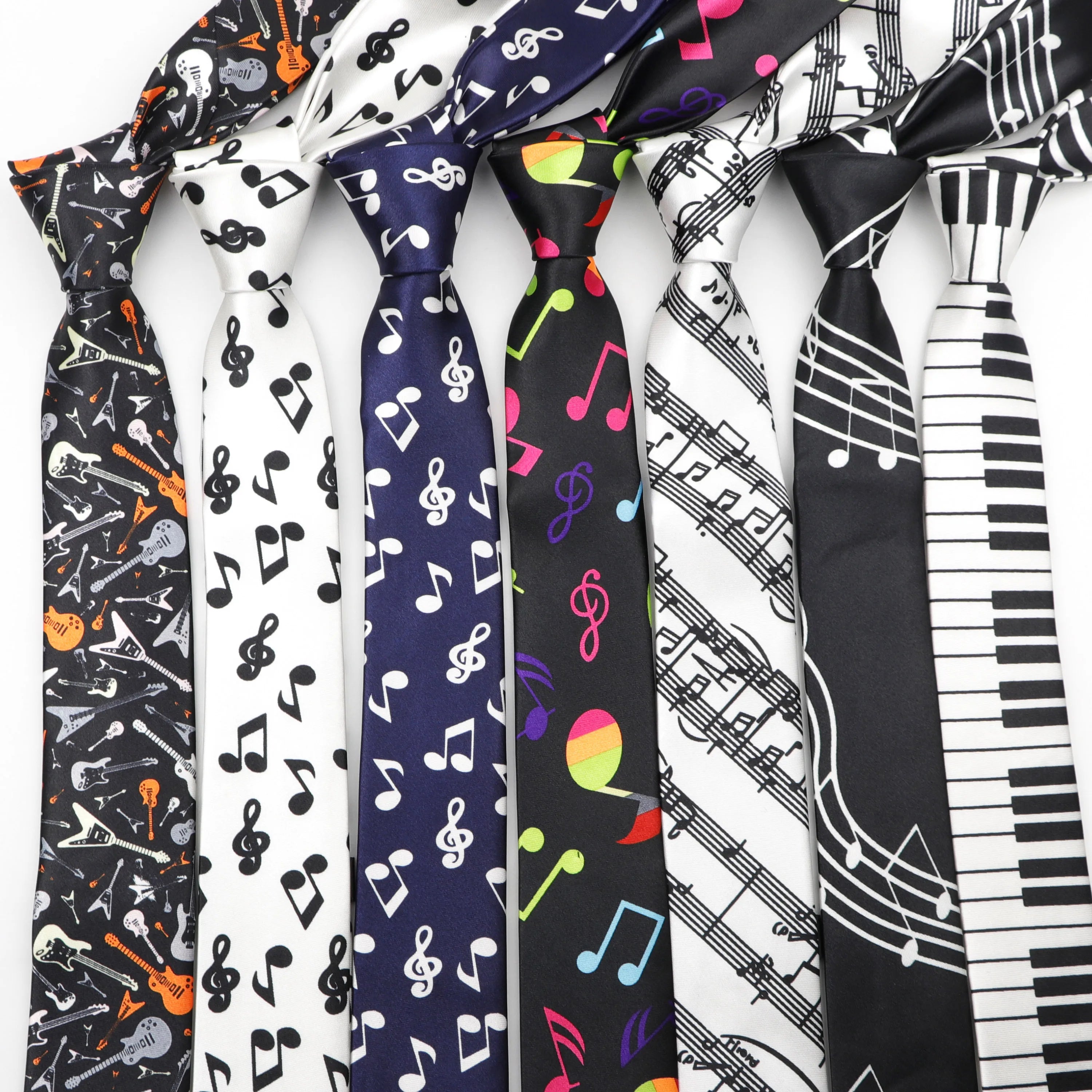 Colourful Musical Notes Skinny Tie for Men