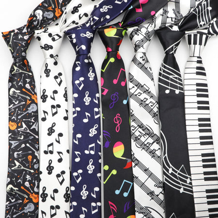 Colourful Musical Notes Skinny Tie for Men