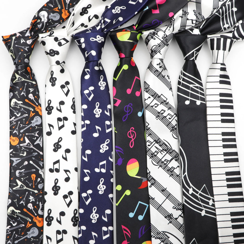 Colourful Musical Notes Skinny Tie for Men