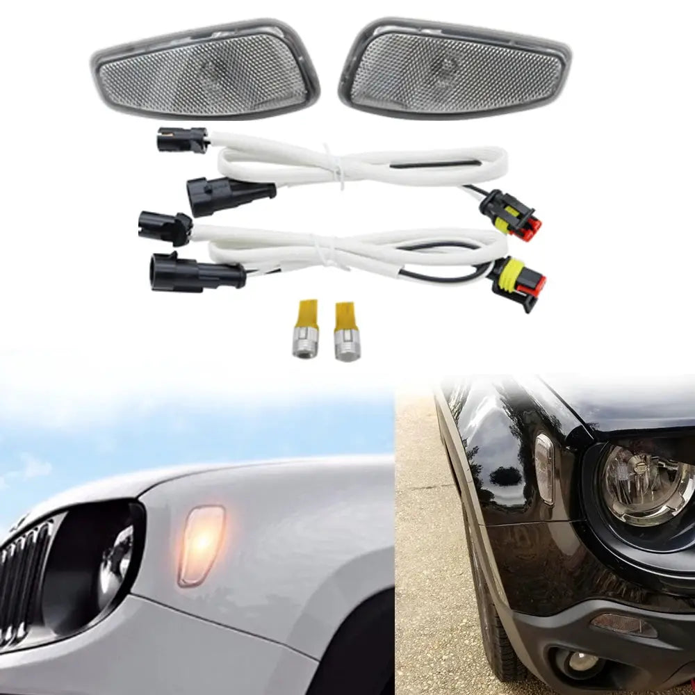 For Jeep Renegade 2014-2019 Accessories Front Turn Side Signals Lights Reflection Warning Turn Signal with t10 led orange bulb by InterCyprus Trading Ltd