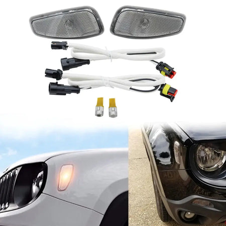 For Jeep Renegade 2014-2019 Accessories Front Turn Side Signals Lights Reflection Warning Turn Signal with t10 led orange bulb by InterCyprus Trading Ltd