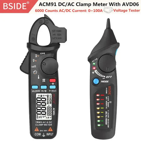 BSIDE ACM91 AC DC Clamp Meter True RMS Auto Range NCV Temp ACM91(Black)-AVD06