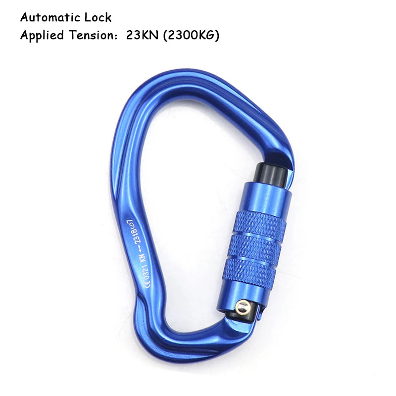 25KN D Shape Professional Climbing Carabiner with Safety Lock 23KN blue