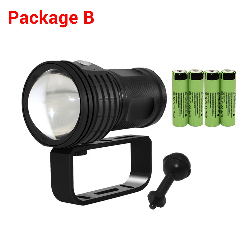 Underwater 100m LED Diving Flashlight &ndash; 10800 Lumens Package B