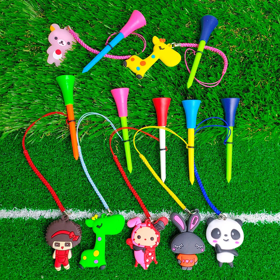 10Pcs Golf Rubber Tees &ndash; Unique Cartoon Pattern Design 10Pc Random Patterns