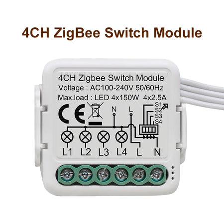 GIRIER Tuya ZigBee 3.0 Smart Switch Module - 10A DIY Home Automation 4 Gang