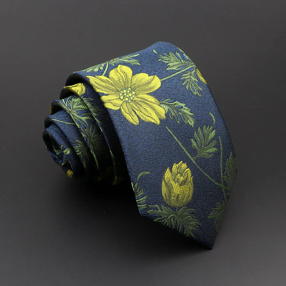 Floral Men's Tie in Red, Blue, and Green for Business or Wedding