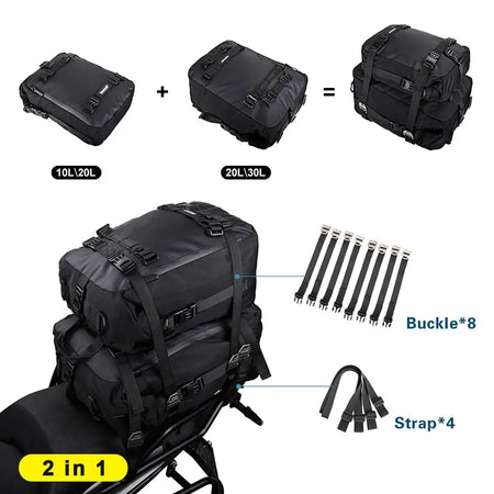 Rhinowalk Motorcycl Tail Bag Carrier Bags Rider Luggage 10L 20L 30L Multiple Purposes Moto Tail Pack Backpack Moto Saddle Bag by InterCyprus Trading Ltd