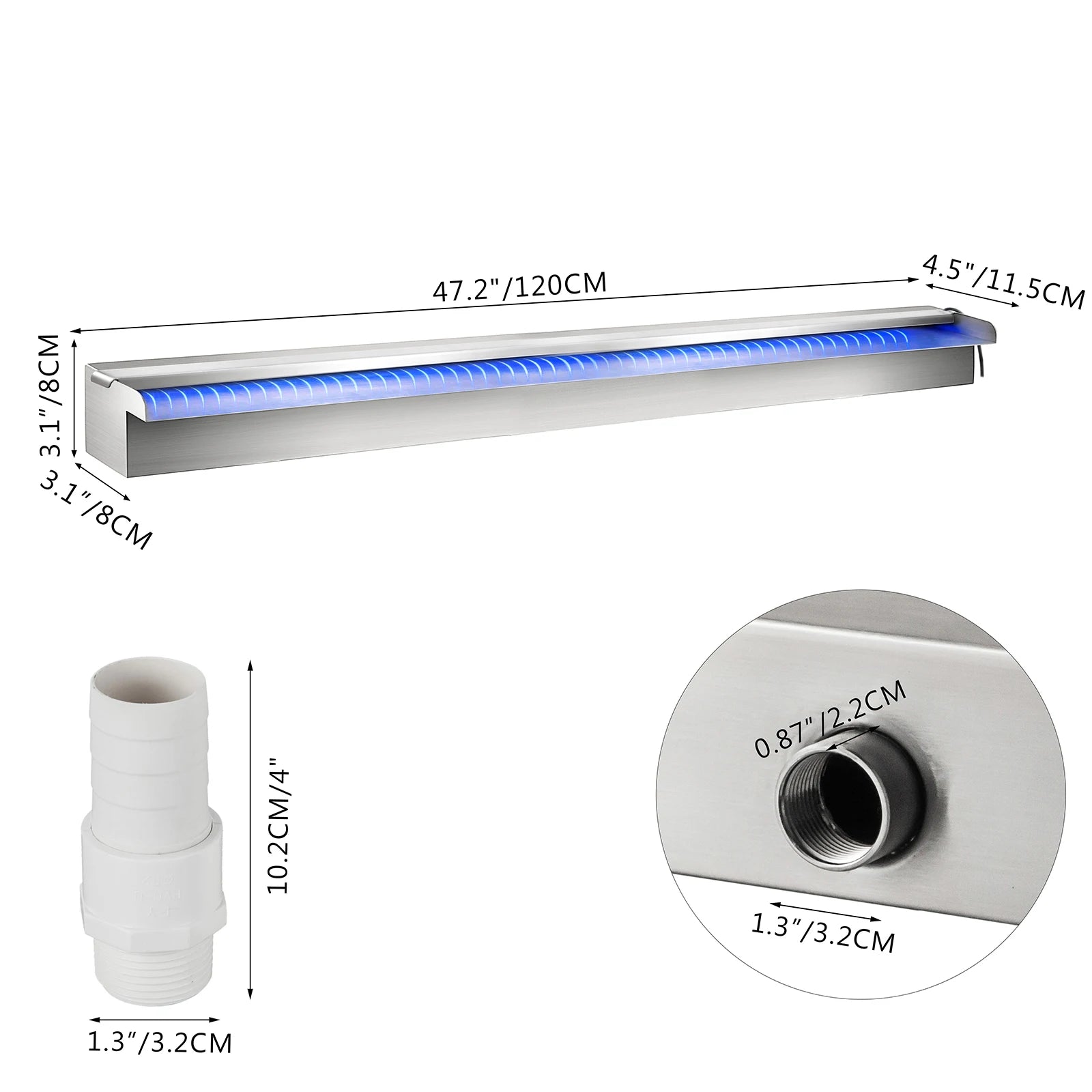 SucceBuy Pool Fountain Waterfall With Light &ndash; RGB LED SWLED1200 / United States