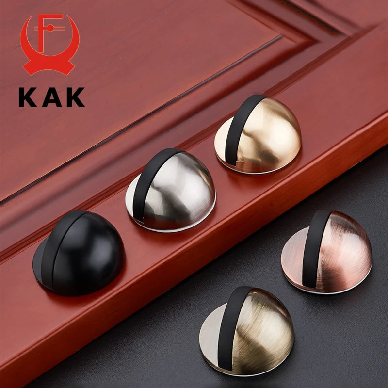 Kak Zinc Alloy Rubber Door Stopper Nail Free Floor Mounted
