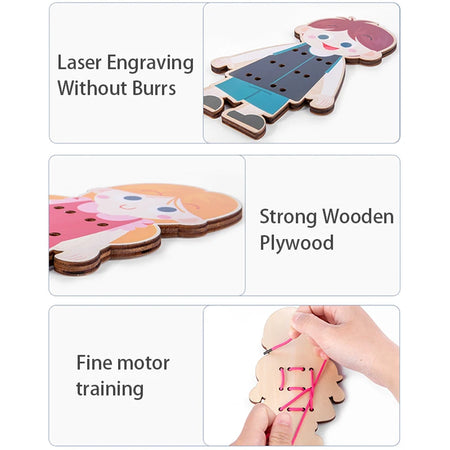 BOS10075 Baby Wooden Threading Board &ndash; Montessori Fine Motor