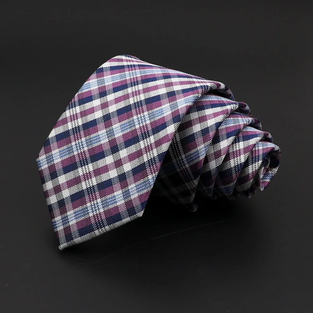 Skinny Plaid Tie in Red and Blue for Men 17