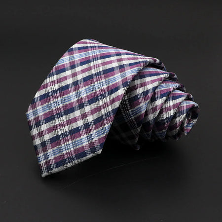 Skinny Plaid Tie in Red and Blue for Men 17