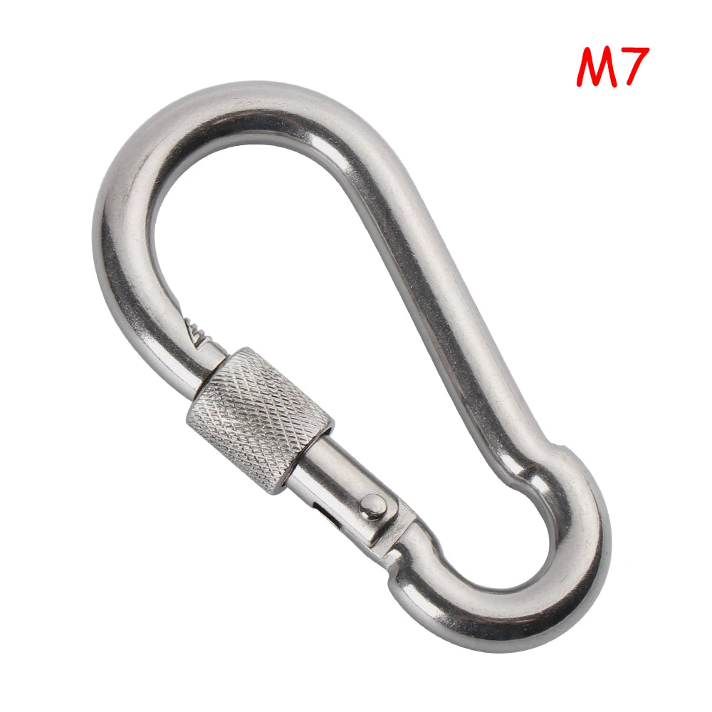 304 Stainless Steel Lock Ring Carabiner Snap Hook for Outdoor Climbing M7