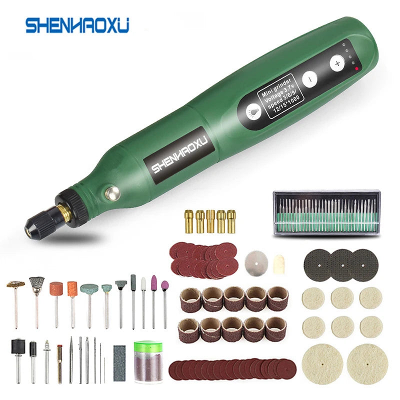 5-Speed Cordless Engraving &amp; Drilling Tool with Battery and Accessories