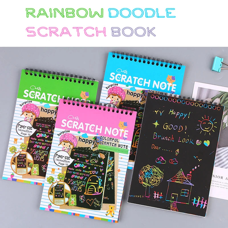 12 Sheets Rainbow Scratch Note Sketchbook &ndash; Scratch Art Fun