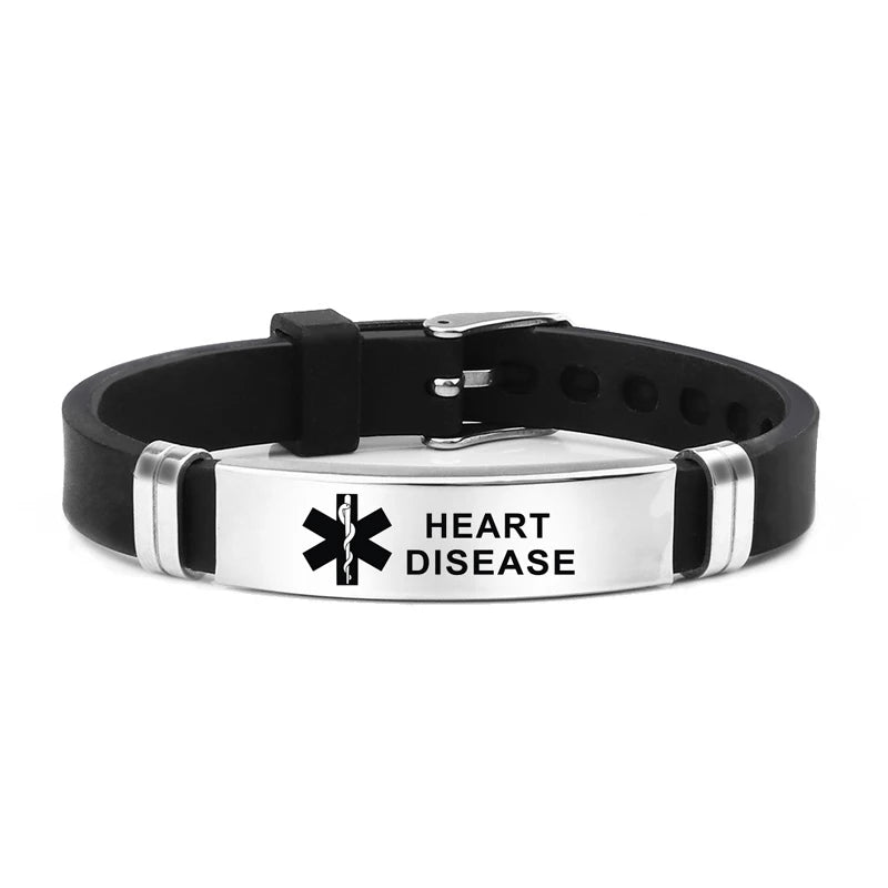 Medical Alert ID Bracelet &ndash; Laser Engraved for Diabetes Emergency HEART DISEASE