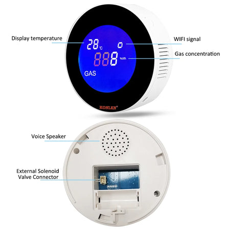 Tuya Wifi Natural Gas Alarm Sensor &ndash; LCD Temp Readout