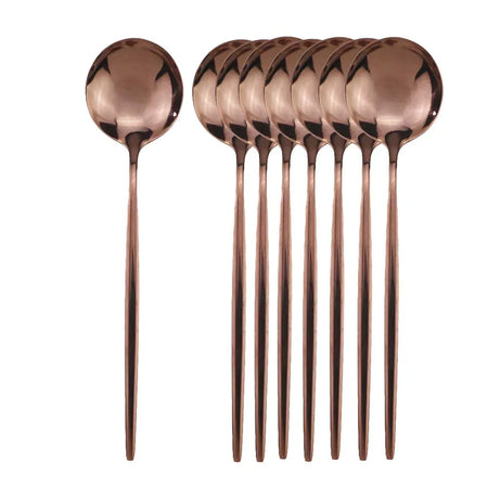 KNGZI 8Pcs Stainless Steel Dinnerware Set &ndash; Eco-Friendly Gold and Black Design 8pcs Rose