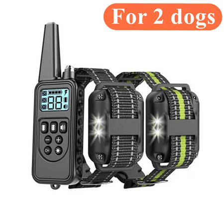 800m Dog Training Collar &ndash; Rechargeable Waterproof Shock Feature For 2 dogs 2 / EU Plug