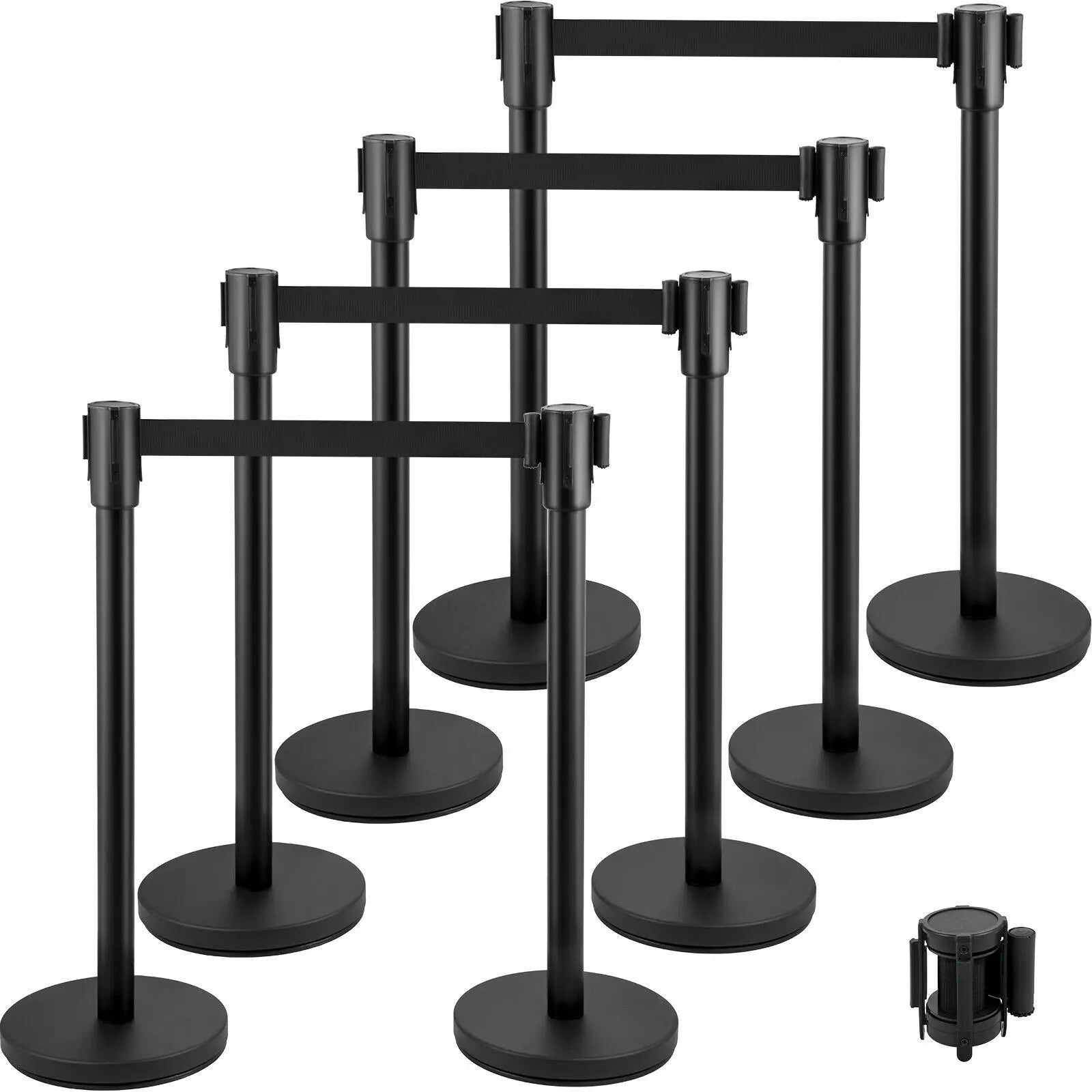 SucceBuy Stainless Belt Stanchion &ndash; Retractable Belt 6.6 Ft Tpye B 8pcs Black / Poland