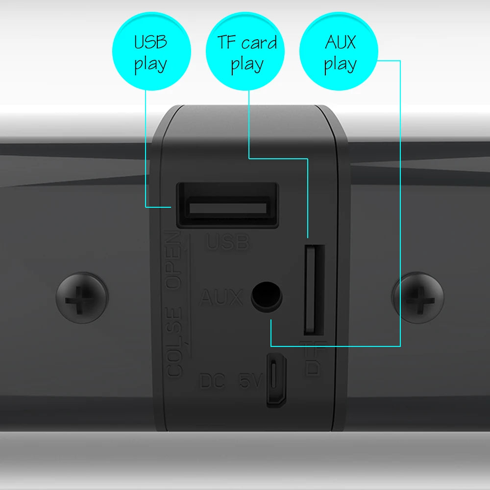 20W Wireless Column Soundbar Bluetooth Speaker Powerful 3D Music Sound bar Home Theater Aux 3.5mm rca TF card For TV PC BS36