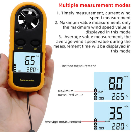 Digital Anemometer GM816 - LCD Backlight Temperature Tester