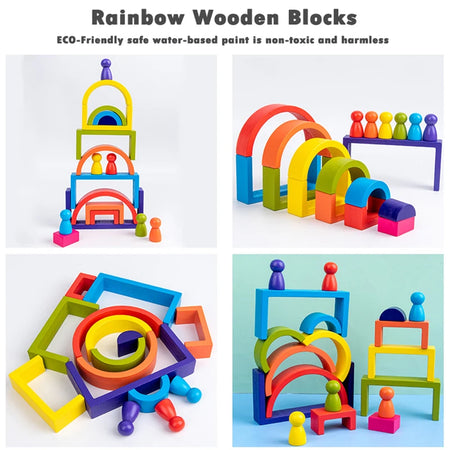 Wooden Rainbow Arched Building Blocks &ndash; Montessori Toy
