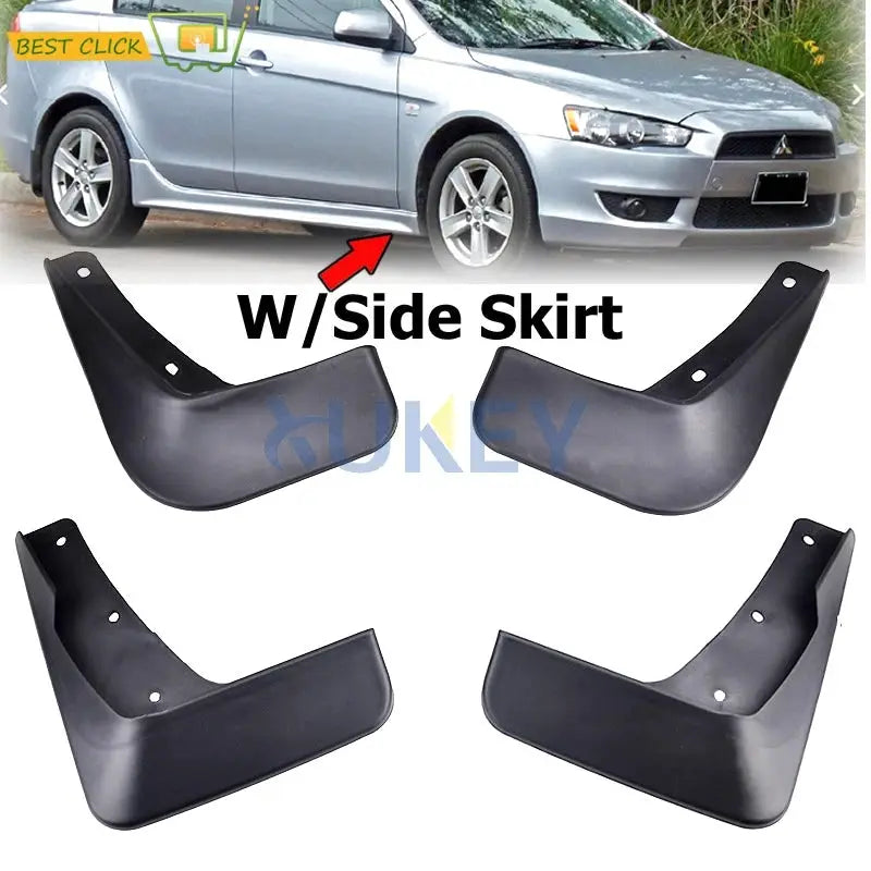 4x Car Front Rear Mud Flaps For Mitsubishi Lancer 2009 2010 2011 w/ side shirt Splash Guards Fender Mudguard Wheel Styling by InterCyprus Trading Ltd