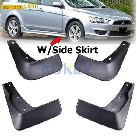 4x Car Front Rear Mud Flaps For Mitsubishi Lancer 2009 2010 2011 w/ side shirt Splash Guards Fender Mudguard Wheel Styling by InterCyprus Trading Ltd