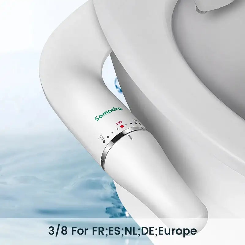 SAMODRA Toilet Bidet Ultra-Slim Bidet Toilet Seat Attachment With Brass Inlet Adjustable Water Pressure Bathroom Hygienic Shower 3-8 FR ES NL Europe / GERMANY