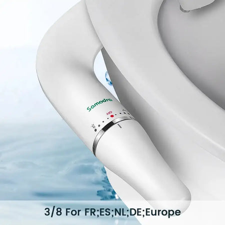 SAMODRA Toilet Bidet Ultra-Slim Bidet Toilet Seat Attachment With Brass Inlet Adjustable Water Pressure Bathroom Hygienic Shower 3-8 FR ES NL Europe / GERMANY