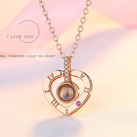 100 Languages "I Love You" Pendant Necklace - Trendy Geometric Jewelry for Couples