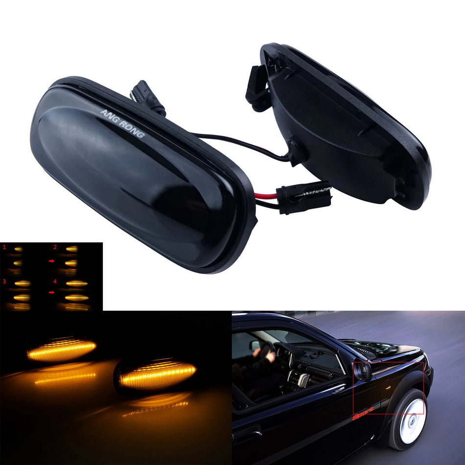 Luzes de Marcador Lateral LED Âmbar com Lente Preta para Land Rover Defender 90