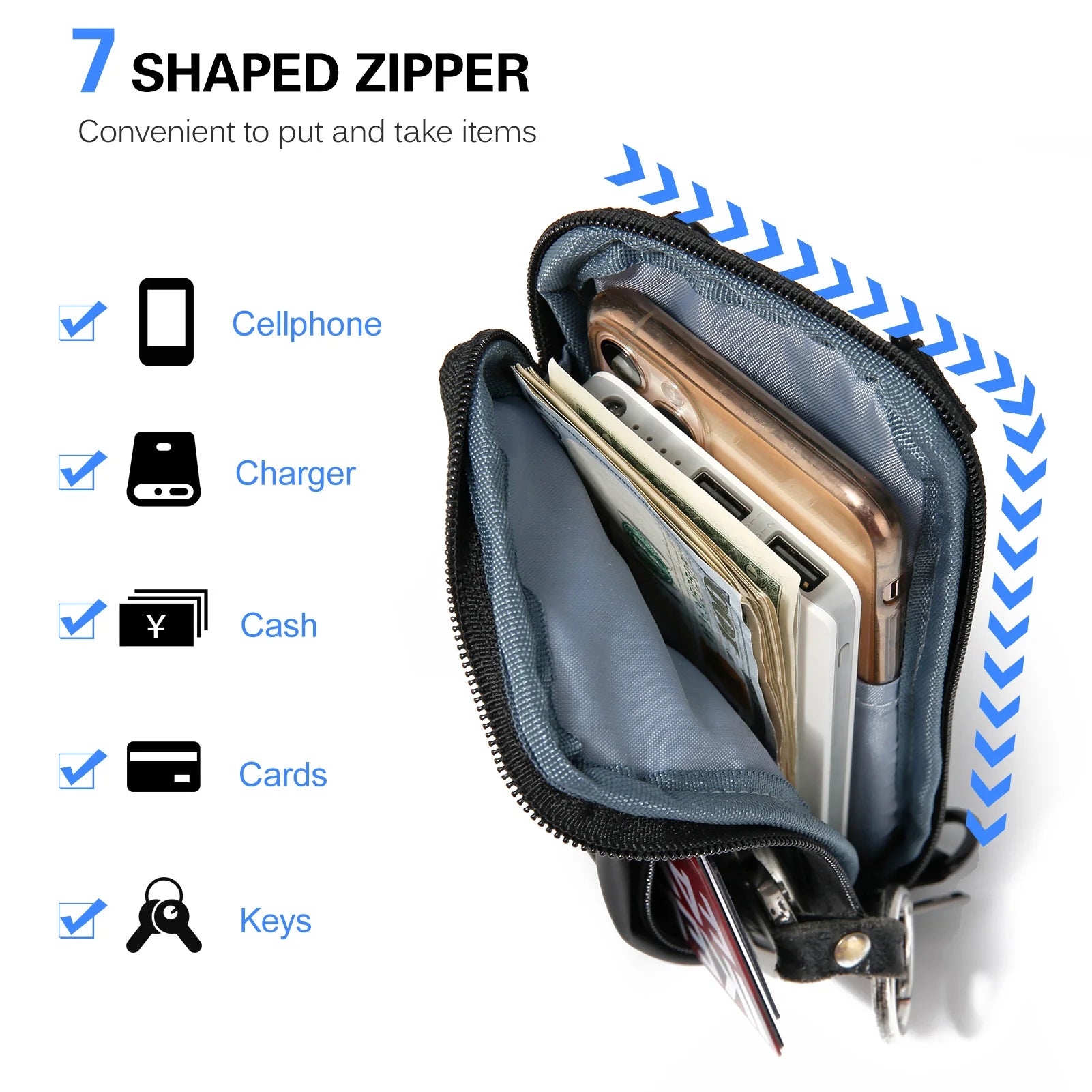 BAPASA Phone Bag &ndash; Slim Waist Pouch Fits 6.5 To 7.5 Phones