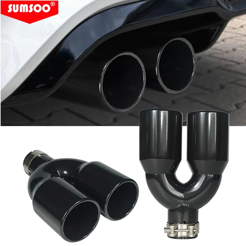 Διπλό Άκρο Σιγαστήρα από Ανοξείδωτο Χάλυβα, Καθολικό Διπλό Σωλήνα Σιγαστήρα