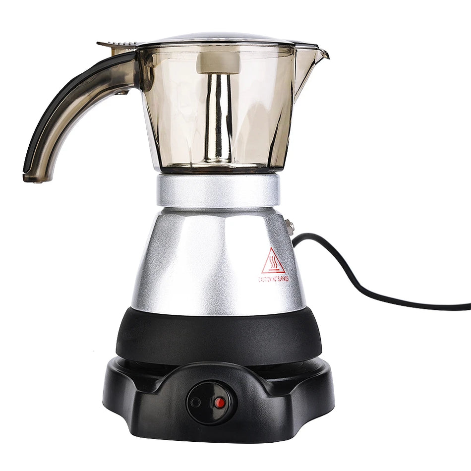 Electric Italian Coffee Maker - 3 to 6 Cup Percolator - Aluminium